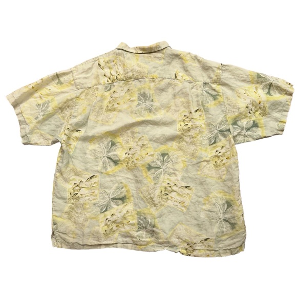 Tommy Bahama Shirt Mens Size 2XL Short Sleeve Hawaiian Linen Floral Yellow - Picture 2 of 6